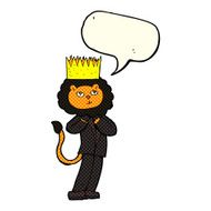 cartoon king of the beasts with speech bubble N3