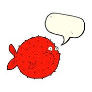 cartoon puffer fish with speech bubble N6