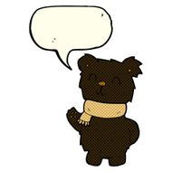 cartoon waving black bear with speech bubble N31