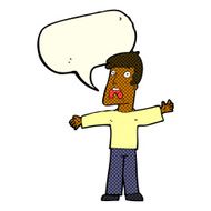 cartoon frightened man with speech bubble N48