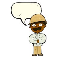 cartoon man in safari hat with speech bubble N6