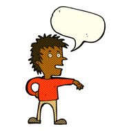 cartoon man making dismissive gesture with speech bubble N12