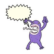 cartoon crazy frog with speech bubble N5