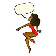 cartoon dancing woman with speech bubble N30