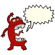 cartoon crazy monster with speech bubble N6