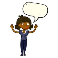 cartoon woman surrendering with speech bubble N5