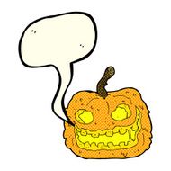 cartoon spooky pumpkin with speech bubble N12