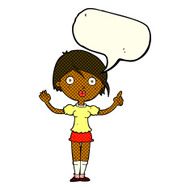 cartoon girl asking question with speech bubble N6