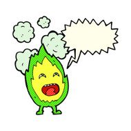 cartoon flame character with speech bubble N6