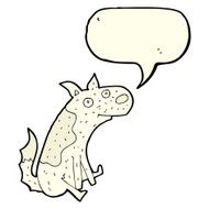 cartoon sitting dog with speech bubble N6