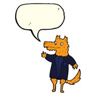 cartoon fox businessman with speech bubble N3