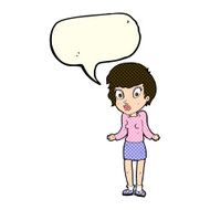 cartoon woman shrugging shoulders with speech bubble N284