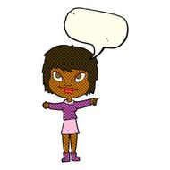 cartoon woman pointing with speech bubble N123