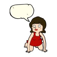cartoon woman on all fours with speech bubble N12