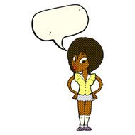 cartoon woman with hands on hips speech bubble N127