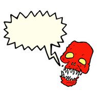 cartoon scary skull with speech bubble N15