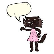 cartoon wolf girl with speech bubble N2
