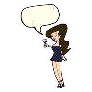 cartoon woman at party with speech bubble N11