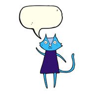 cute cartoon black cat waving with speech bubble N6