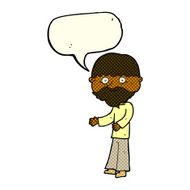 cartoon happy bearded man with speech bubble N6