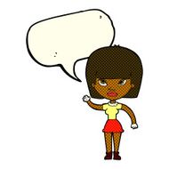 cartoon woman waving with speech bubble N193
