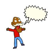 cartoon shocked old man with speech bubble N15