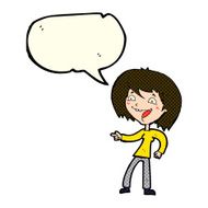 cartoon woman laughing and pointing with speech bubble N4