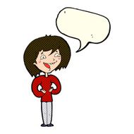 cartoon excited woman with speech bubble N77