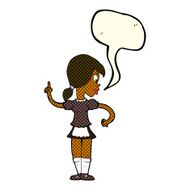cartoon waitress calling order with speech bubble N6
