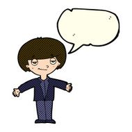 cartoon smug boy with speech bubble N6