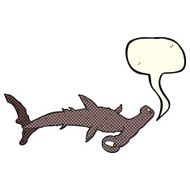 cartoon hammerhead shark with speech bubble N6