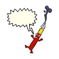 cartoon pen character with speech bubble N6