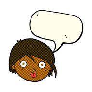 cartoon surprised female face with speech bubble N36