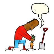 cartoon gardener with speech bubble N6