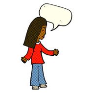 cartoon woman with open arms speech bubble N58