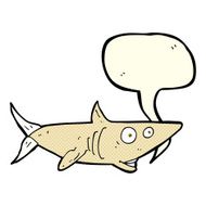 cartoon happy shark with speech bubble N6