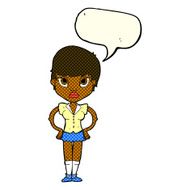 cartoon annoyed girl with speech bubble N12