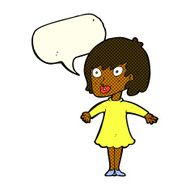cartoon woman wearing dress with speech bubble N6