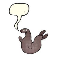 cartoon happy seal with speech bubble N11
