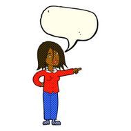 cartoon woman pointing with speech bubble N125