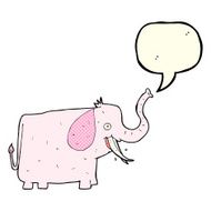 cartoon happy elephant with speech bubble N6