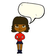 cartoon happy woman with speech bubble N147