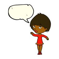 cartoon woman waving with speech bubble N195