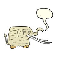 cartoon woolly mammoth with speech bubble N6