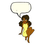 cartoon attractive woman posing with speech bubble N6