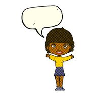 cartoon woman waving with speech bubble N196
