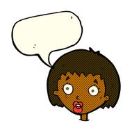 cartoon surprised female face with speech bubble N37
