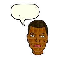 cartoon serious male face with speech bubble N6