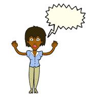 cartoon woman stressing out with speech bubble N11
