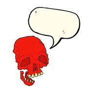 cartoon spooky skull with speech bubble N85